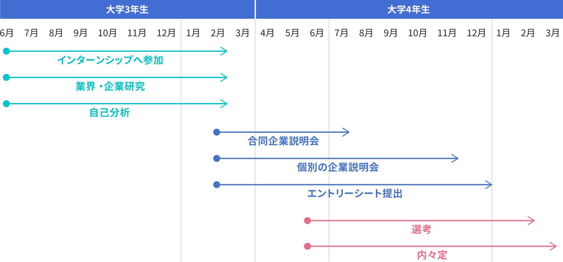 就職活動の日程のイメージ