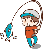 魚を釣っている様子のイラスト